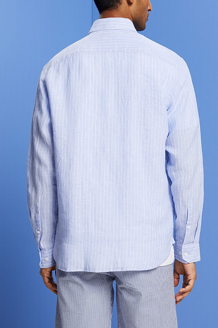 純亞麻條紋恤衫, 淺藍色, detail-asia image number 3