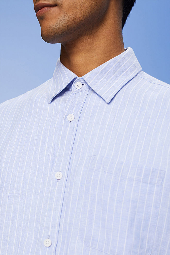 純亞麻條紋恤衫, 淺藍色, detail-asia image number 2