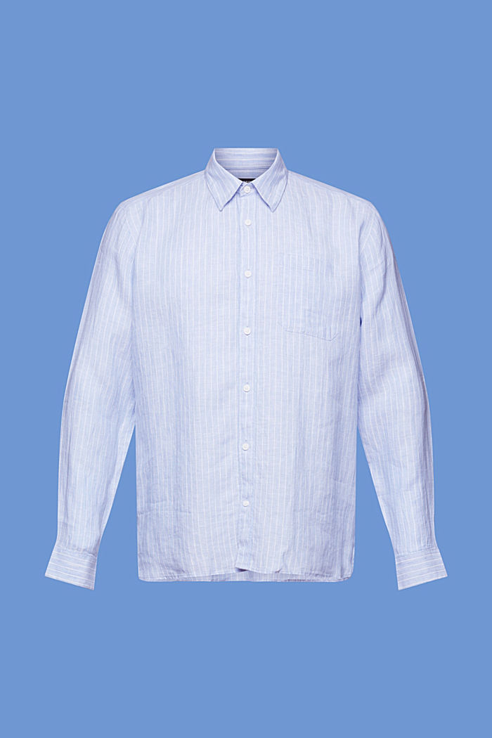 純亞麻條紋恤衫, 淺藍色, detail-asia image number 5