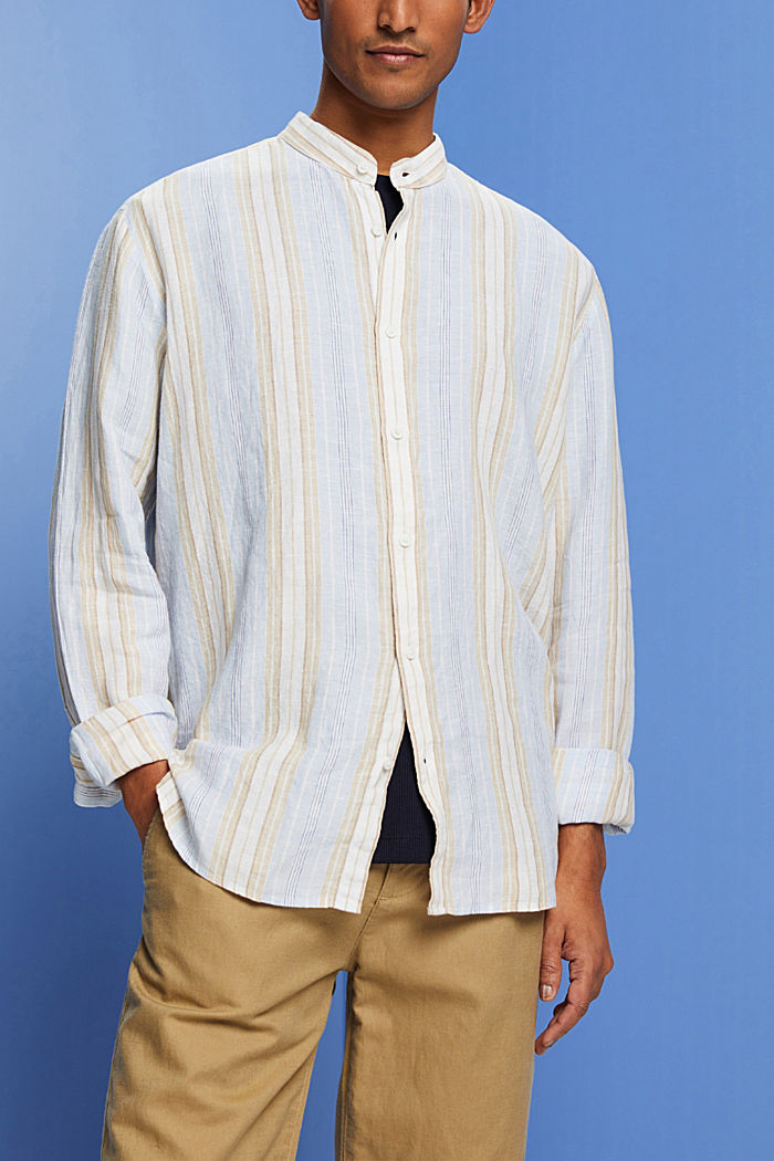 Striped shirt, 100% linen, SAND, detail-asia image number 0
