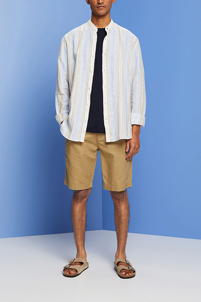 Striped shirt, 100% linen, SAND, detail-asia image number 1