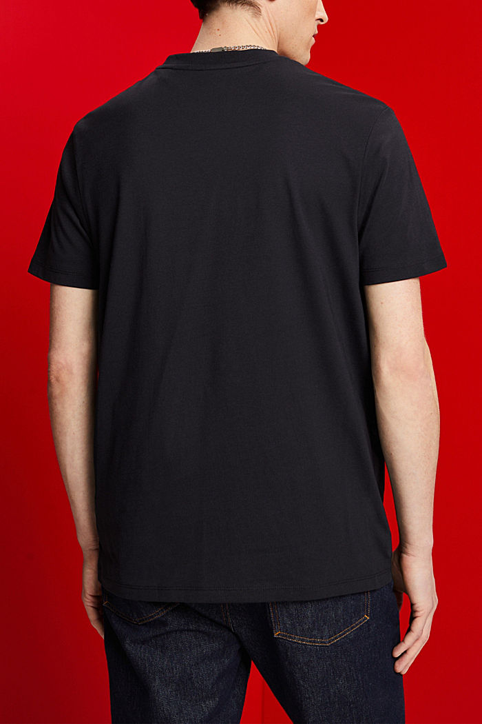 V-neck T-shirt, pima cotton, BLACK, detail-asia image number 3