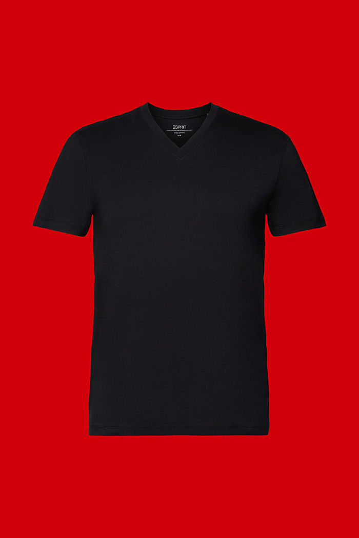 V-neck T-shirt, pima cotton, BLACK, detail-asia image number 5