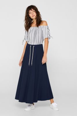 Esprit - Maxi skirt in jersey, 100% cotton at our Online Shop