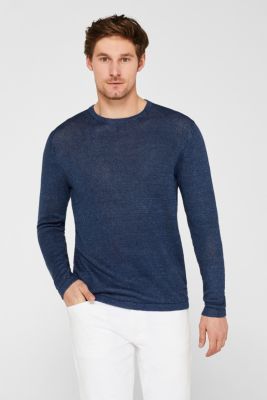 Esprit 100 linen jumper made of melange knit fabric at our Online Shop