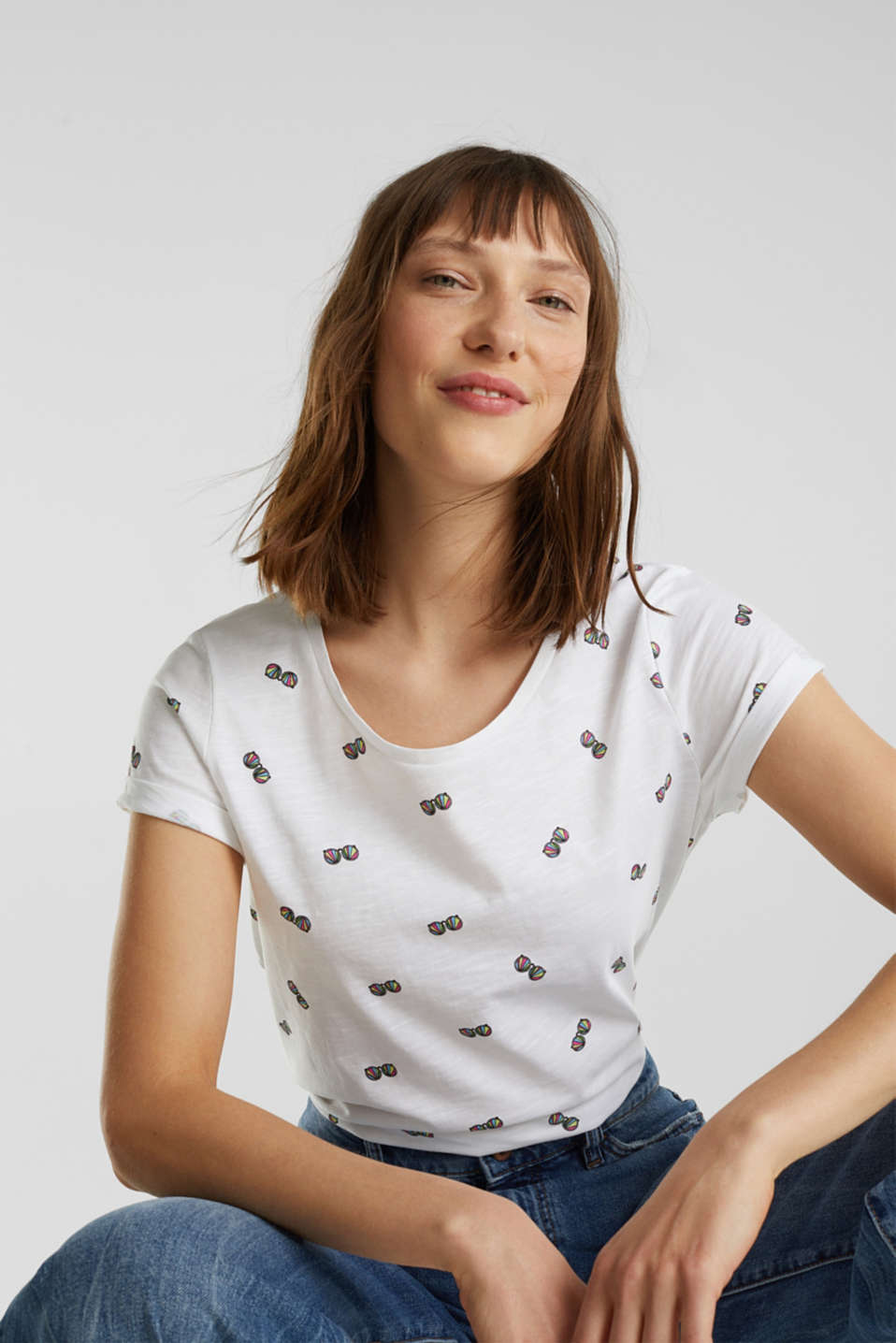 edc by Esprit JERSEY-SHIRT MIT LOGO, 100% BAUMWOLLE - T-shirts print - white edc by Esprit JERSEY-SHIRT MIT LOGO, 100% BAUMWOLLE - T-shirts print - white
