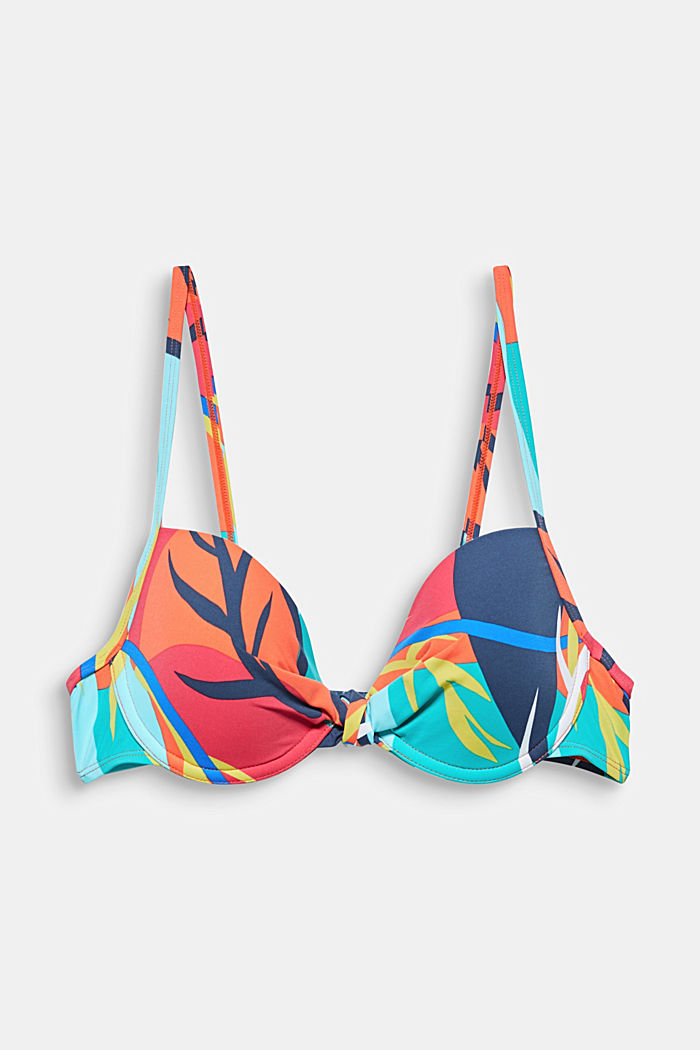 Printed, padded underwire bikini top
