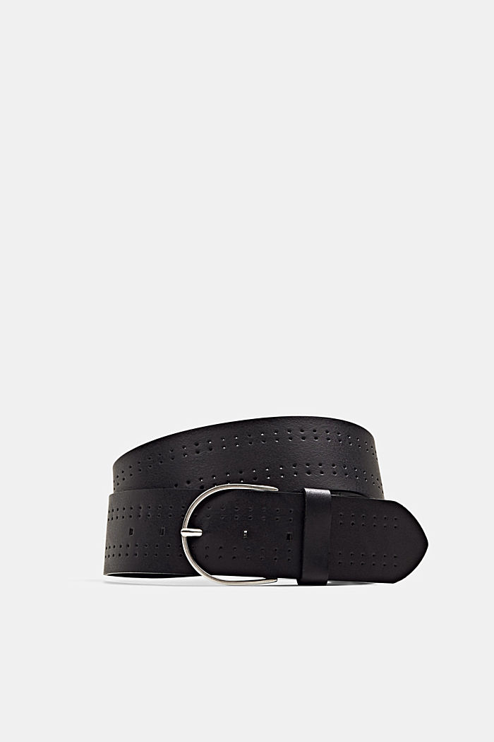 Belt made of chrome-free genuine leather, BLACK, overview