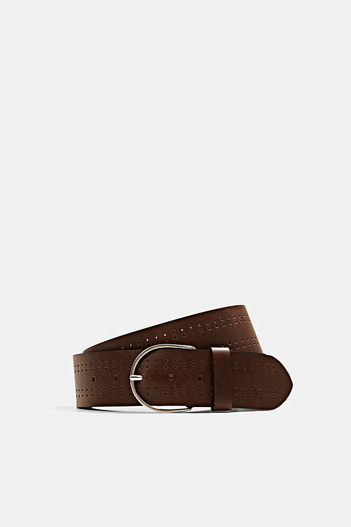 Belt made of chrome-free genuine leather, RUST BROWN, detail image number 0