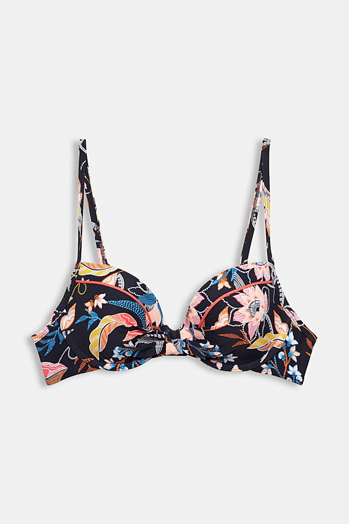 Recycled: padded underwire bikini top with a print