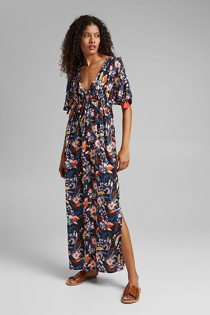 Plażowa sukienka maxi z LENZING™ ECOVERO™, NAVY, detail image number 2