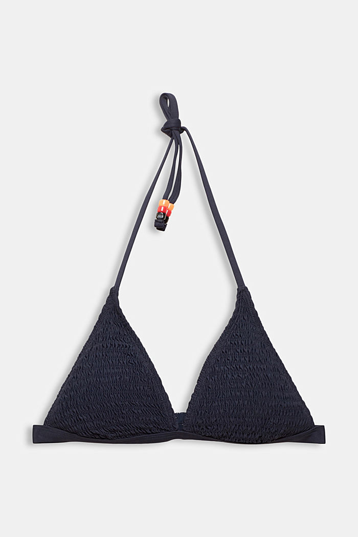 Recycled: padded triangle bikini top, NAVY, overview