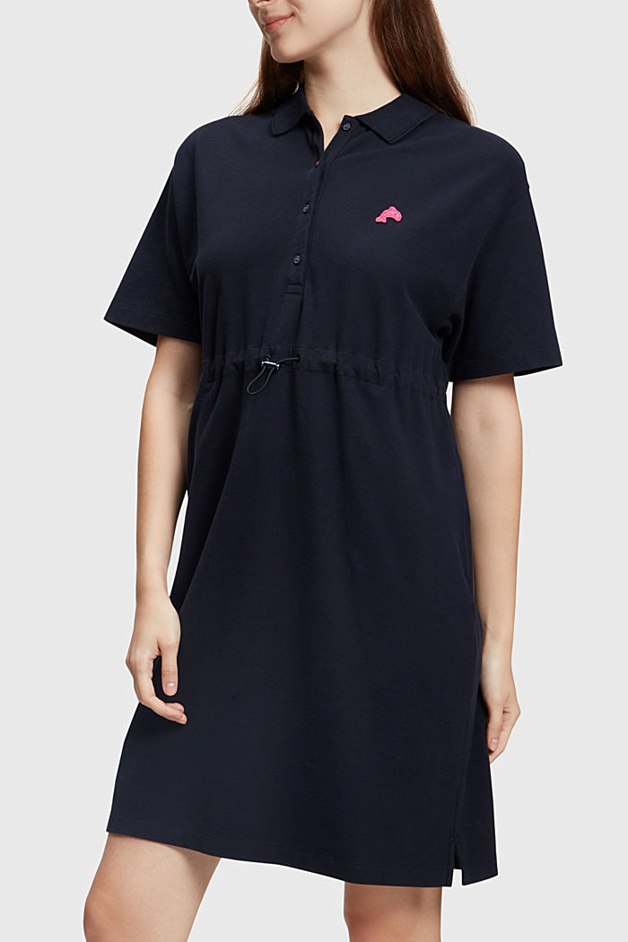 Dolphin Tennis Club Pleated Polo Dress, BLACK, overview-asia