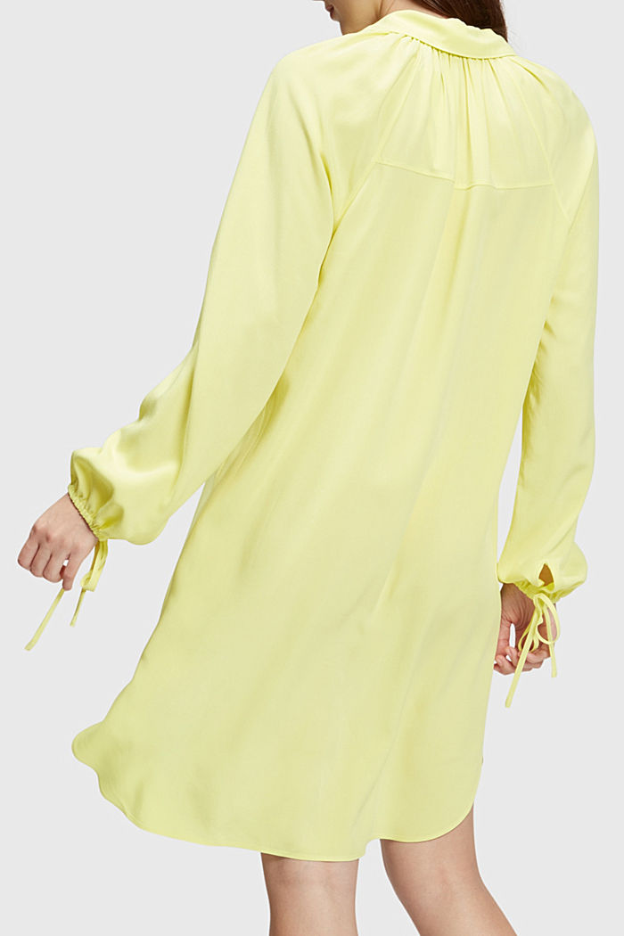 RAYON SILK Tie Neck Dress, LIME YELLOW, detail-asia image number 1