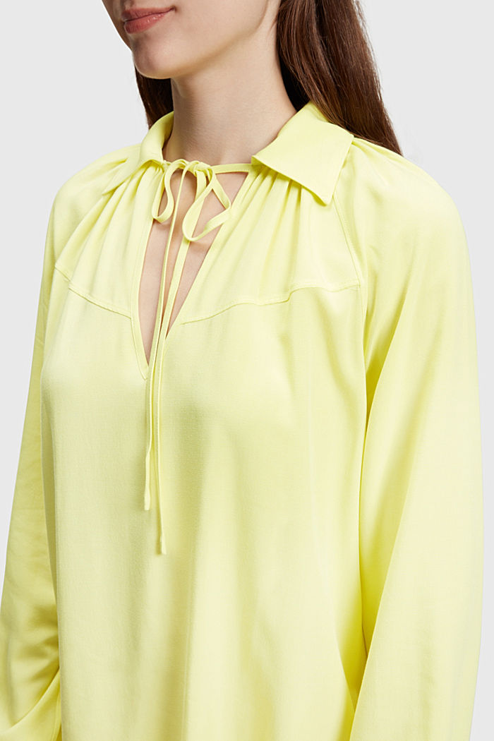 RAYON SILK 領帶連身裙, LIME YELLOW, detail-asia image number 2