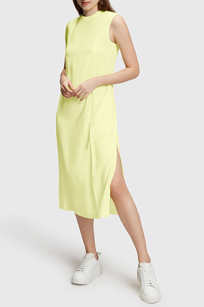 RAYON SILK Tank Dress, LIME YELLOW, overview-asia