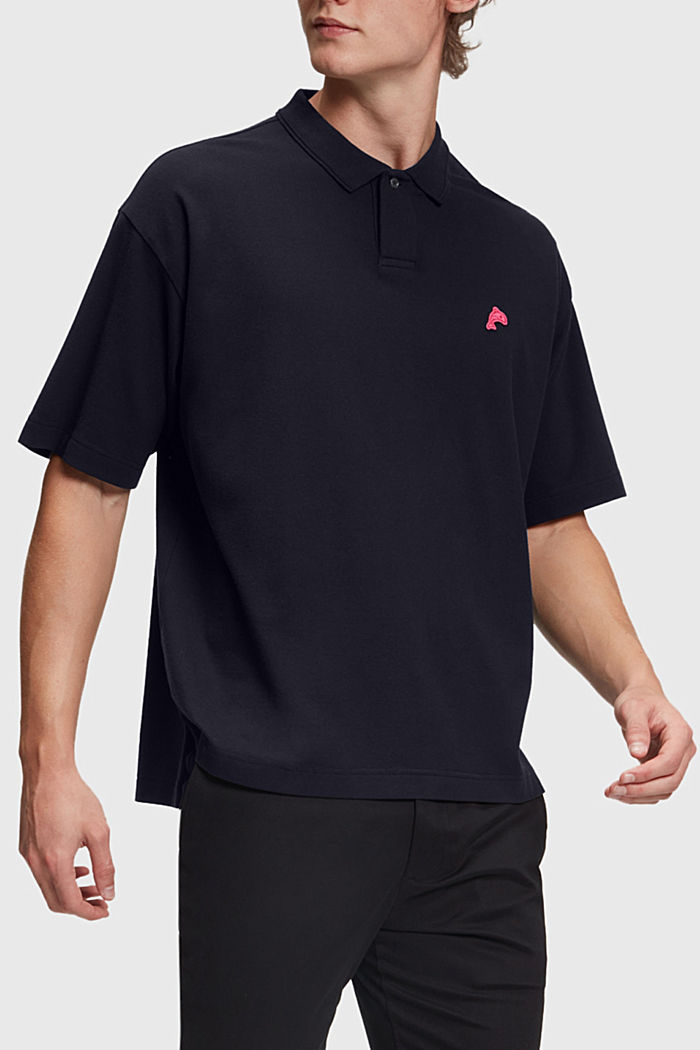 Dolphin Tennis Club 鬆身 Polo 衫, BLACK, detail-asia image number 0