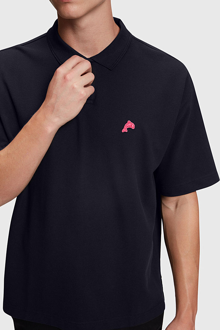 Dolphin Tennis Club 鬆身 Polo 衫, BLACK, detail-asia image number 2