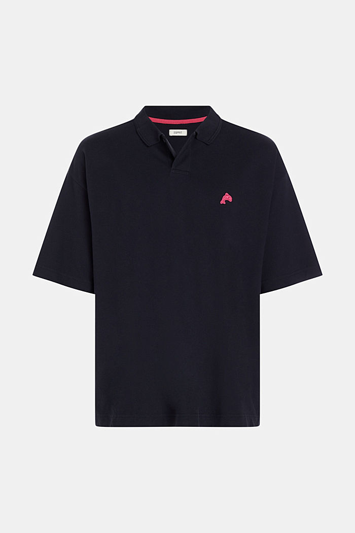 Dolphin Tennis Club 鬆身 Polo 衫, BLACK, detail-asia image number 4