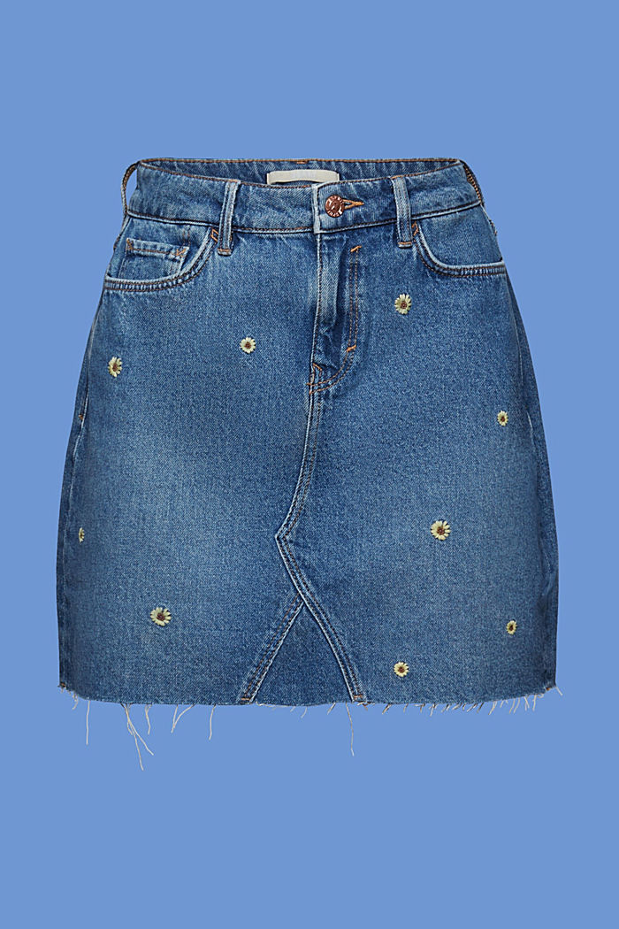Embroidered jeans mini skirt, BLUE DARK WASHED, detail-asia image number 7