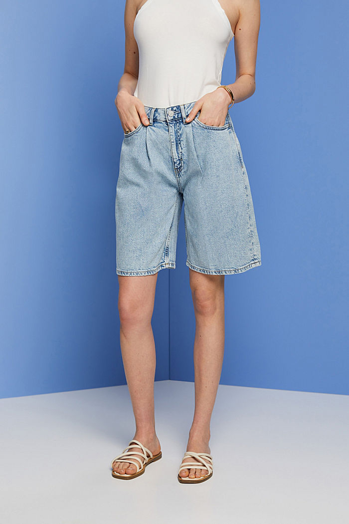 Jeans bermuda shorts, BLUE BLEACHED, detail-asia image number 0