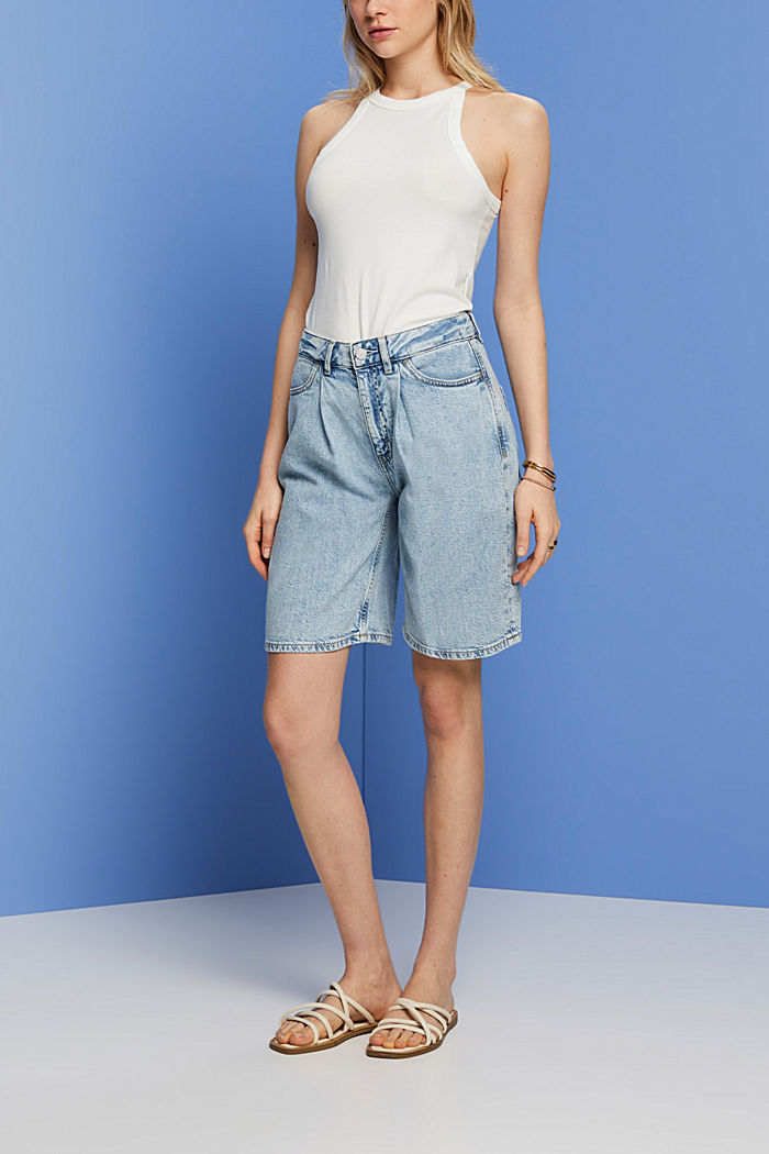 Jeans bermuda shorts, BLUE BLEACHED, detail-asia image number 5