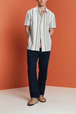 100%純棉條紋短袖恤衫, 淺綠色, detail-asia image number 1