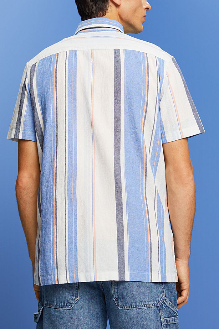 100%純棉條紋短袖恤衫, 藍色, detail-asia image number 3
