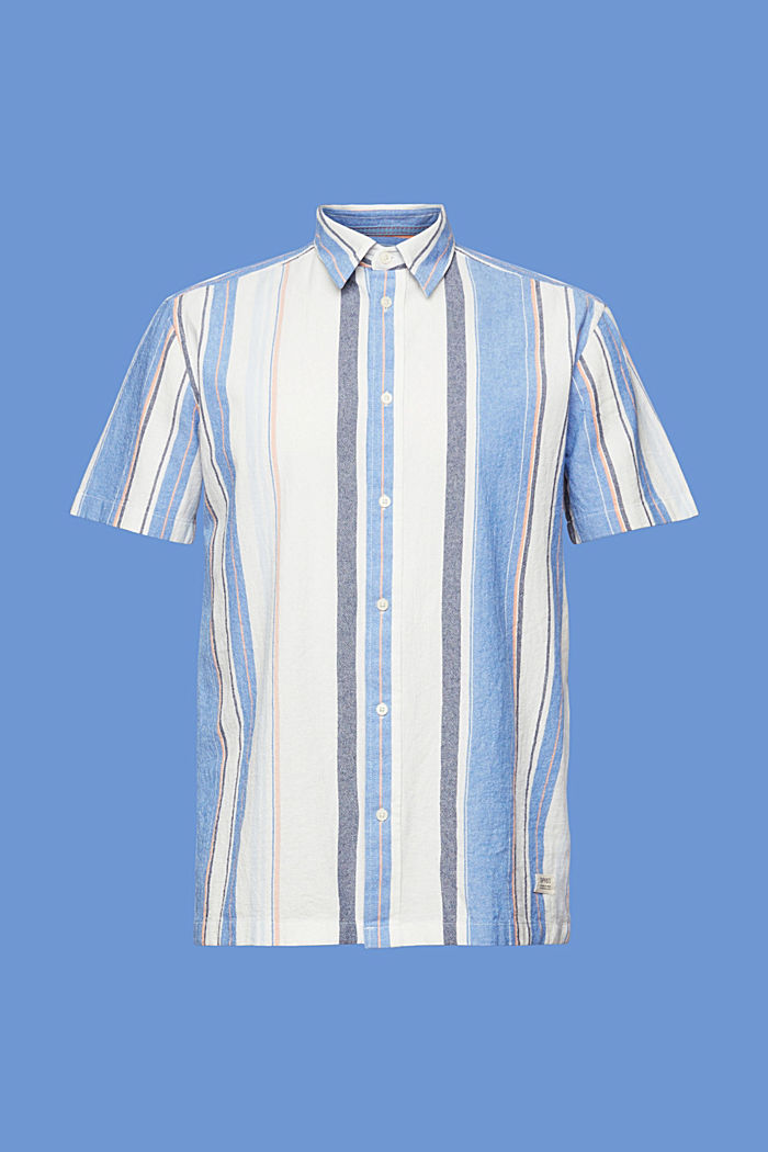 100%純棉條紋短袖恤衫, 藍色, detail-asia image number 5