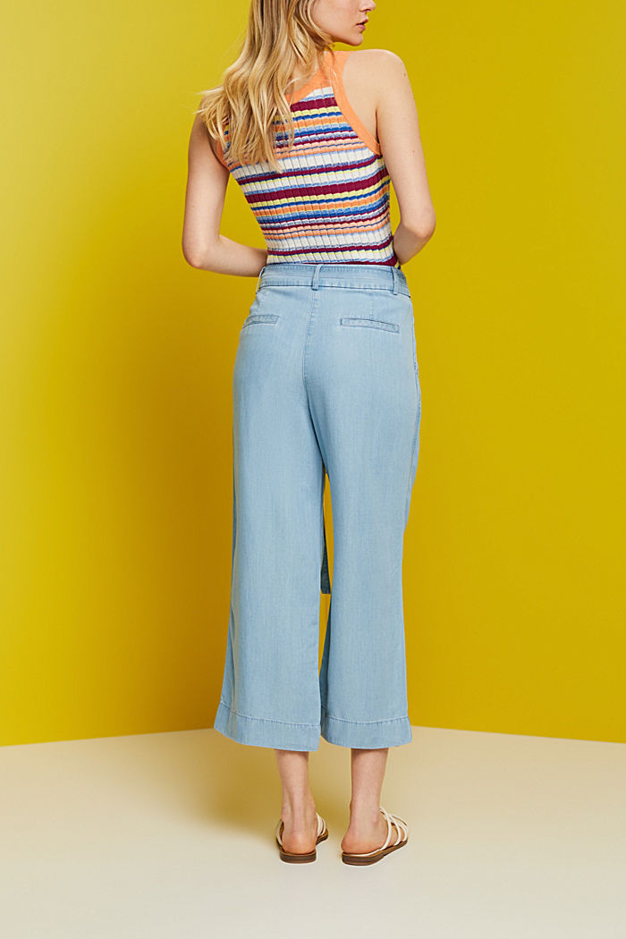 Cropped wide leg trousers, TENCEL™, BLUE LIGHT WASHED, detail-asia image number 3