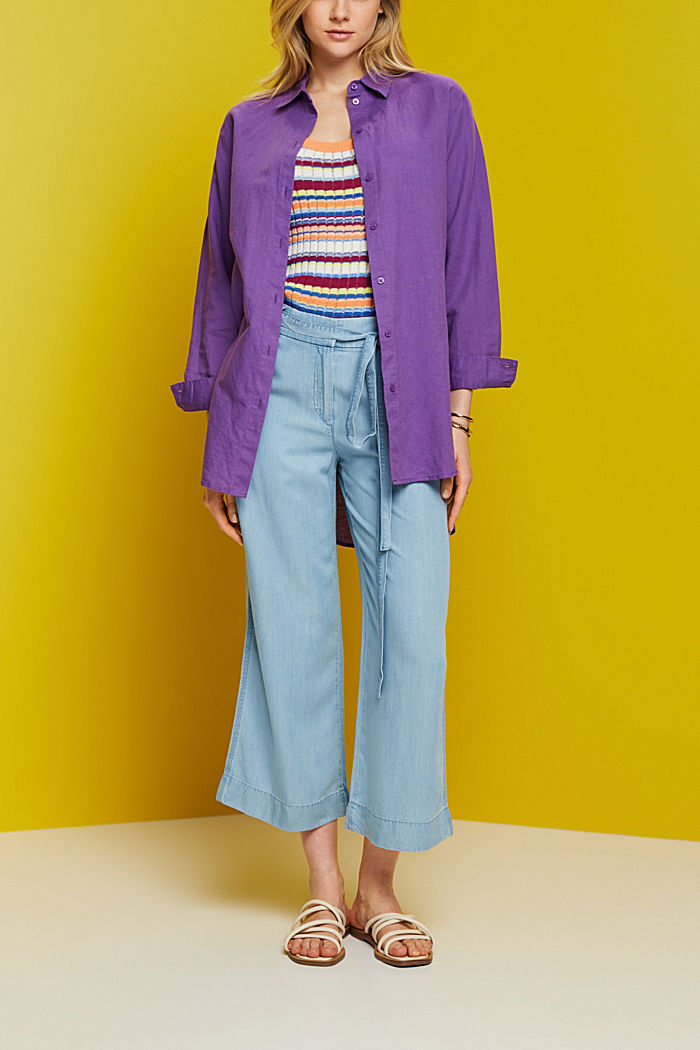 Cropped wide leg trousers, TENCEL™, BLUE LIGHT WASHED, detail-asia image number 1