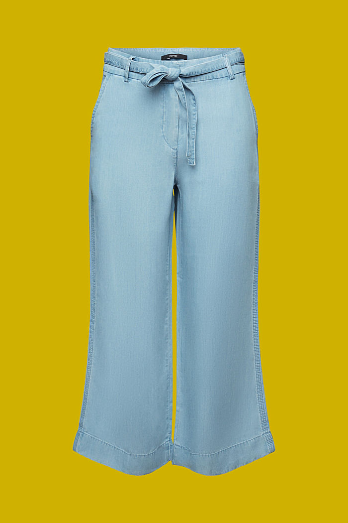 Cropped wide leg trousers, TENCEL™, BLUE LIGHT WASHED, detail-asia image number 7