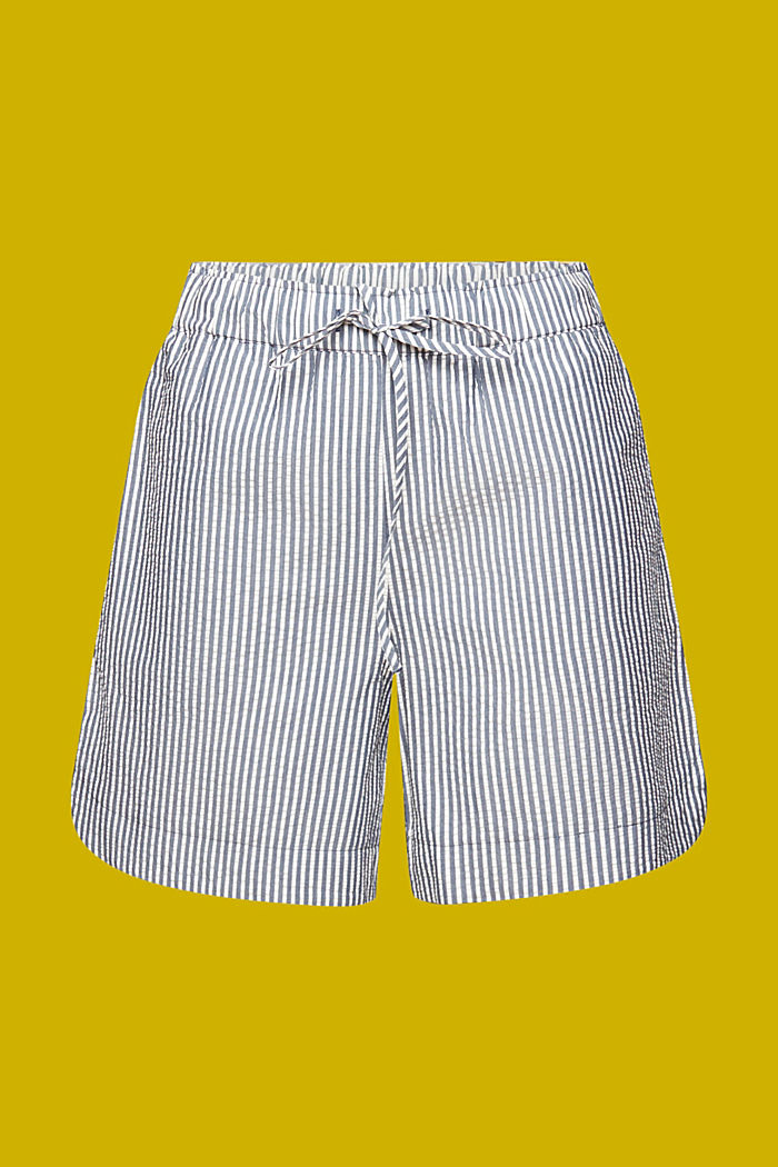 Seersucker shorts with stripes, 100% cotton, NAVY, detail-asia image number 6
