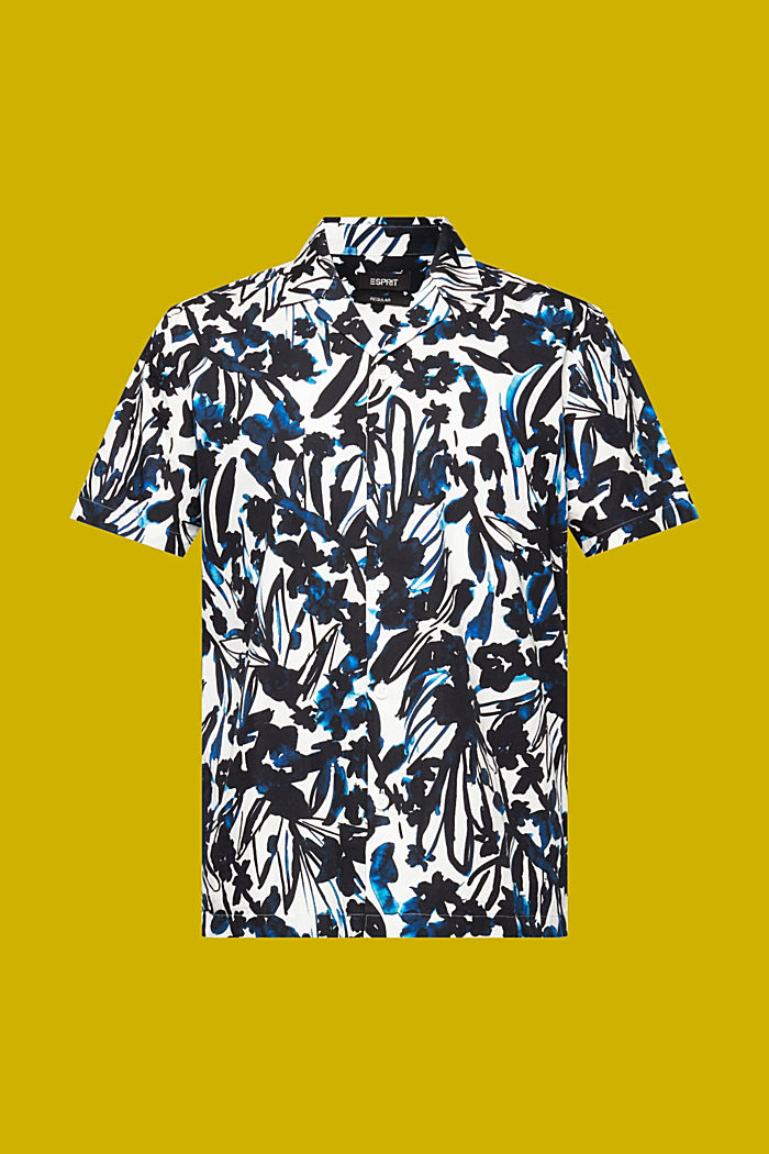 Patterned short sleeve shirt, 100% cotton, NAVY, detail-asia image number 5