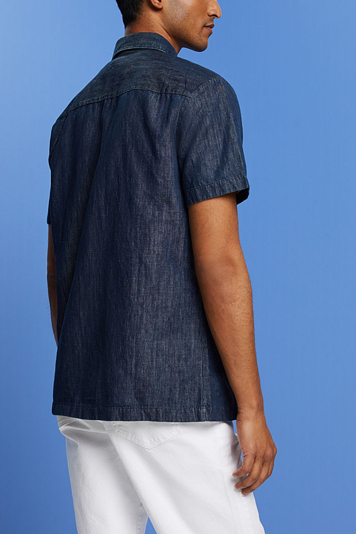 ‌牛仔風短袖恤衫, 藍黑色, detail-asia image number 3