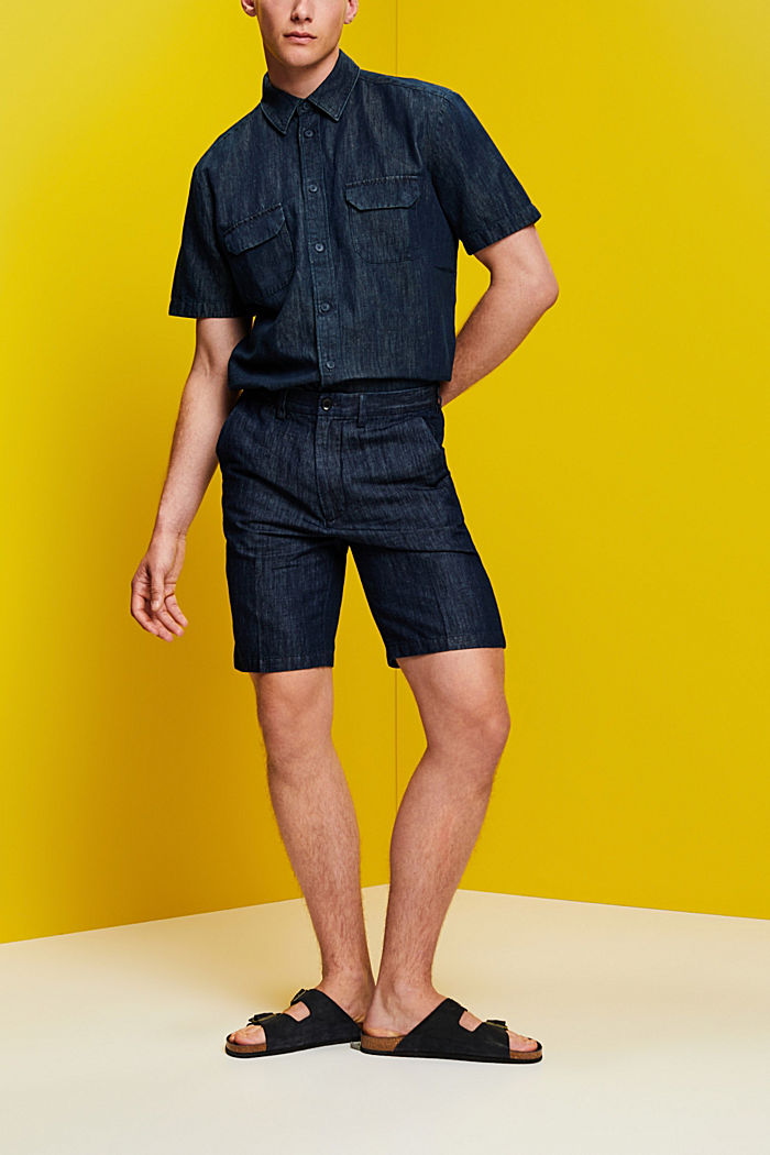 Short sleeve shirt in a jeans-look, BLUE BLACK, detail-asia image number 4