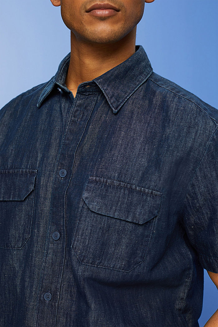 ‌牛仔風短袖恤衫, 藍黑色, detail-asia image number 2