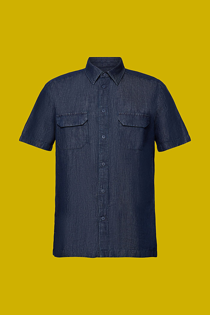 ‌牛仔風短袖恤衫, 藍黑色, detail-asia image number 6