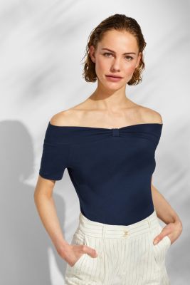 edc-shirt-met-stretch-carmenhals-en-strik-kopen-in-de-online-shop
