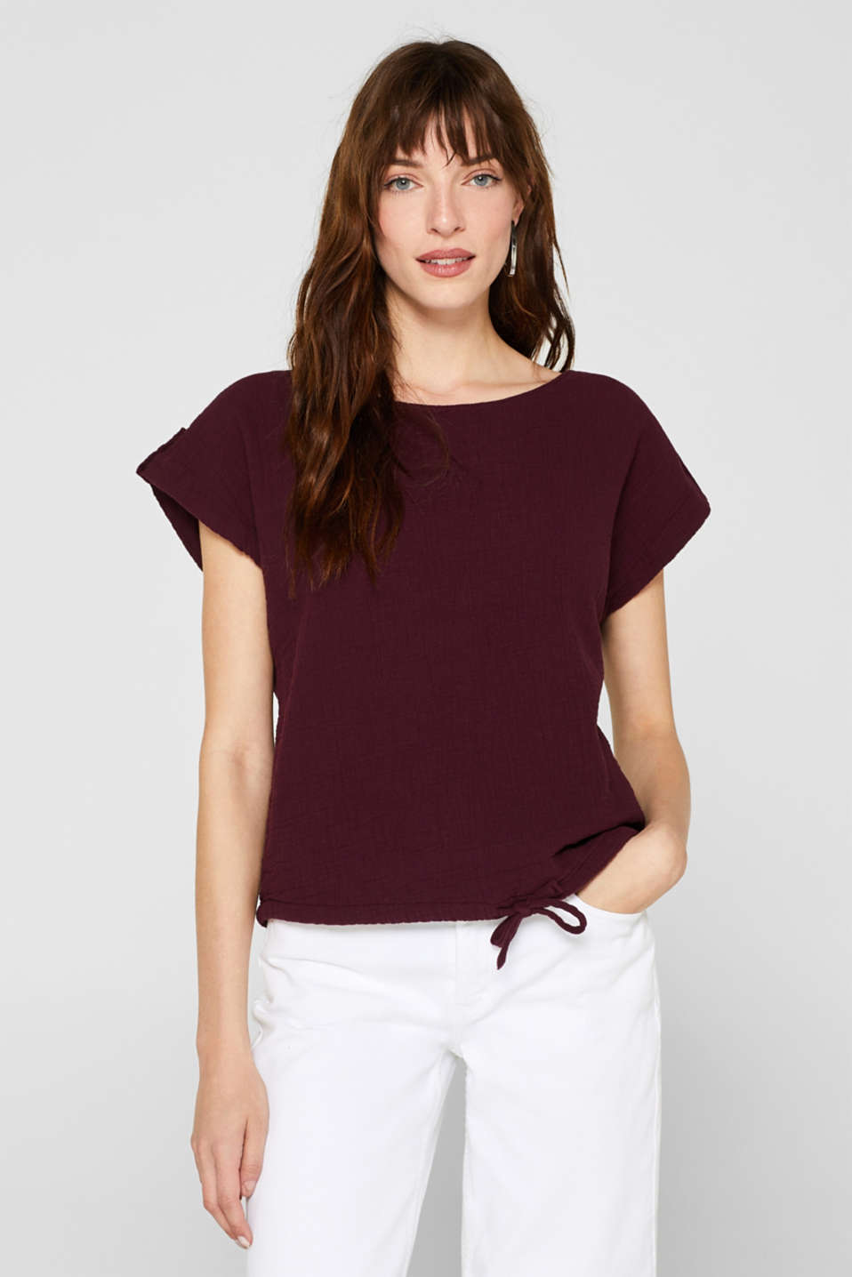 Esprit - Blouse top in a crinkle look with a drawstring hem at our ...