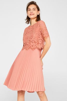Esprit Layered dress with a lace top and pleated skirt at our Online Shop