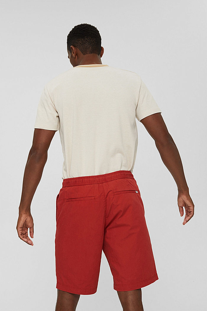 Shorts with elasticated waistband, 100% cotton, RED, detail image number 3