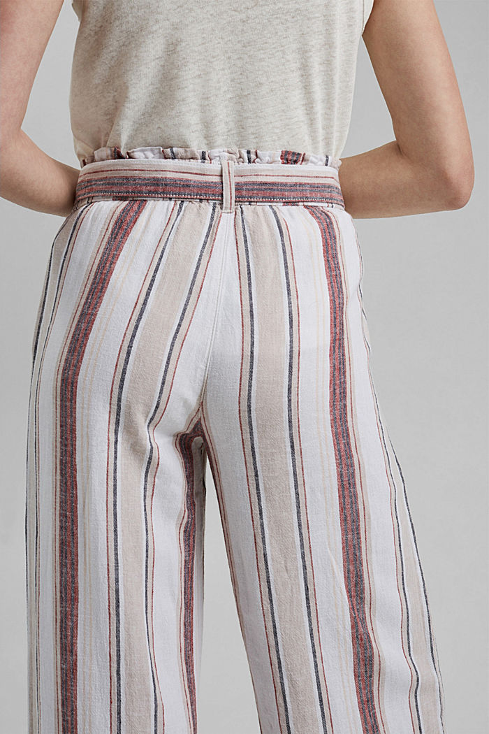 In misto lino: pantaloni con cintura elastica, OFF WHITE, detail image number 5