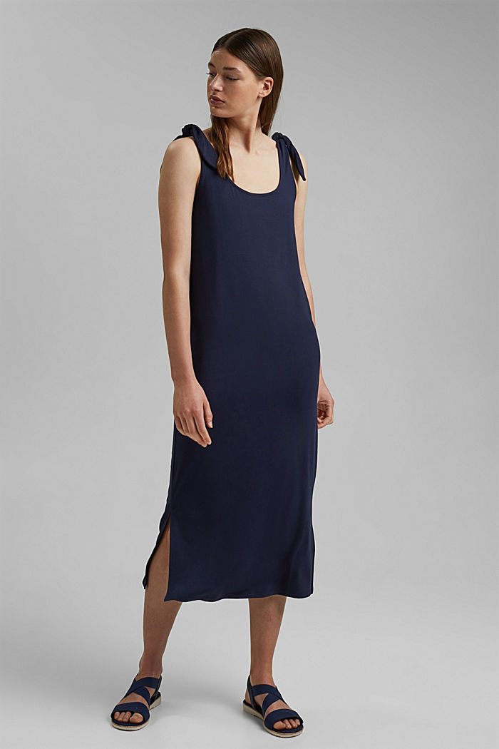 Jersey knotted dress, LENZING™ ECOVERO™, NAVY, detail image number 0