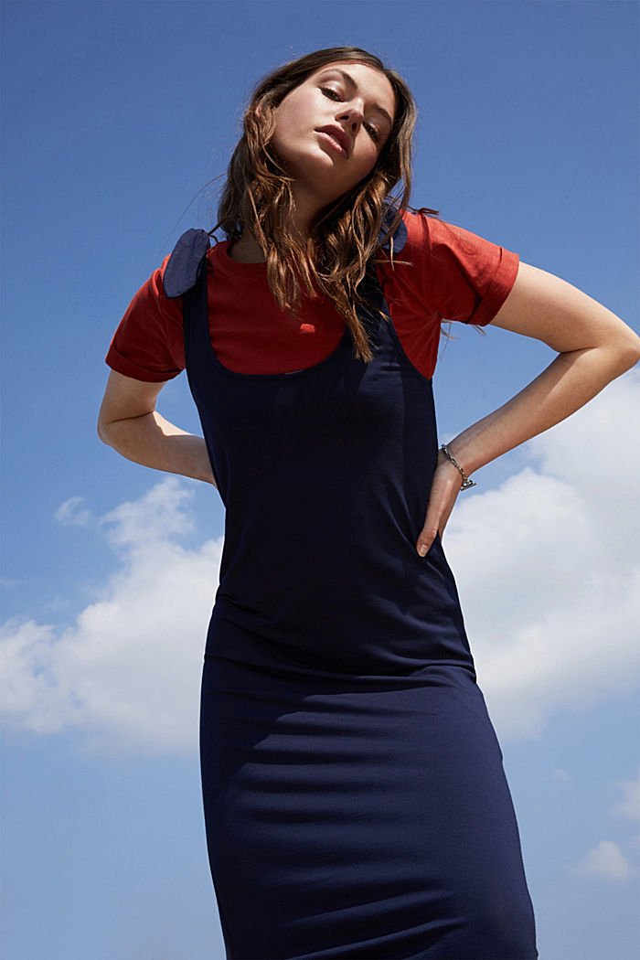 Jersey knotted dress, LENZING™ ECOVERO™, NAVY, detail image number 5