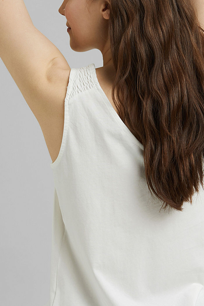 Sleeveless top with smocked straps, OFF WHITE, detail image number 2