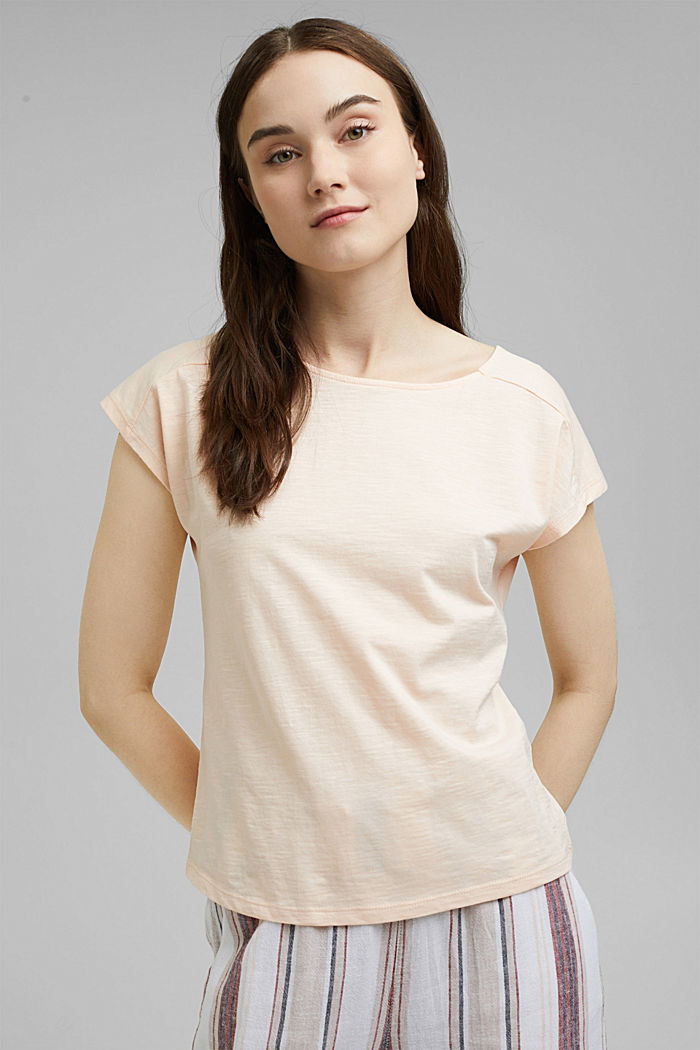 T-shirt z wycięciem, bawełna organiczna, NUDE, detail image number 0