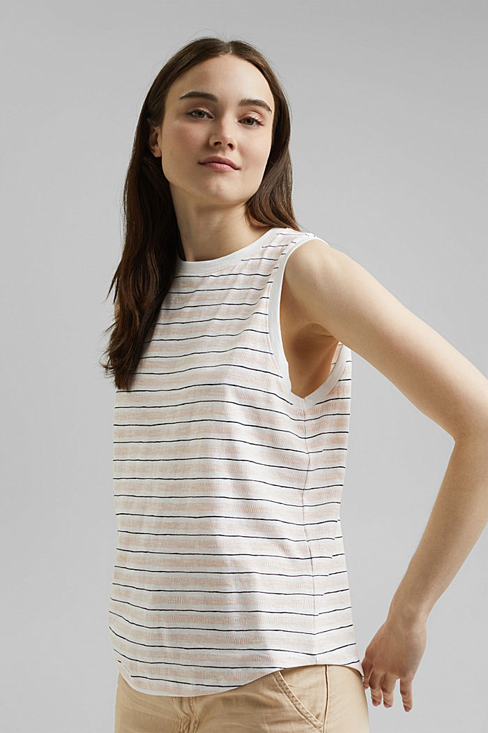 Printed sleeveless top, 100% organic cotton