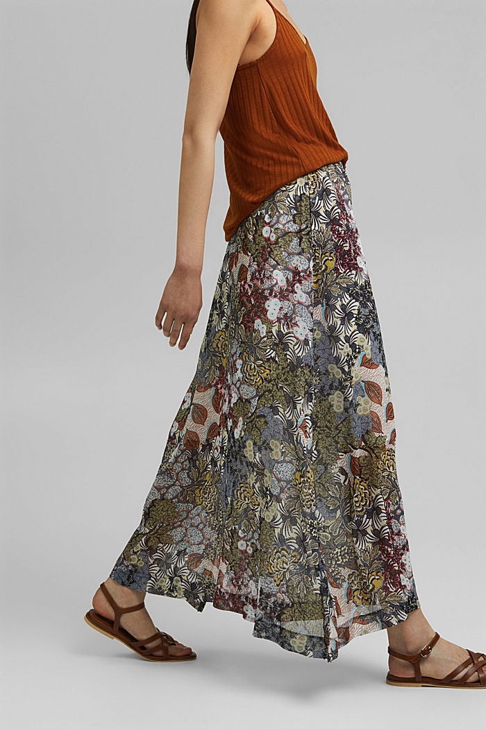 Recycled: maxi skirt made of printed chiffon