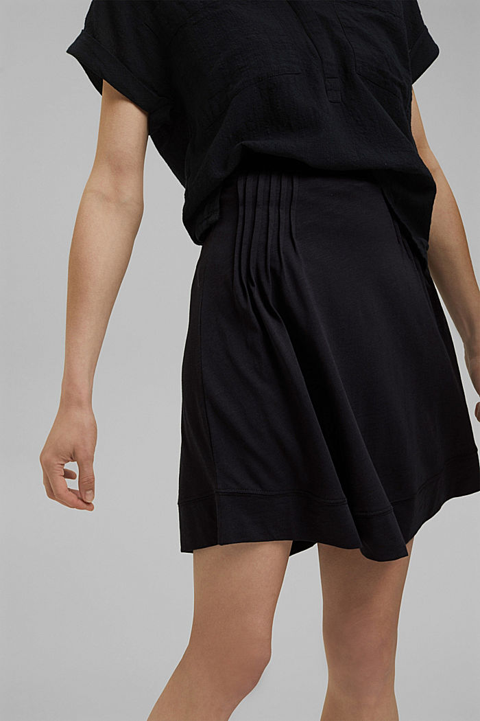 Jersey rok met A-lijn, van biologisch katoen/TENCEL™, BLACK, detail image number 2